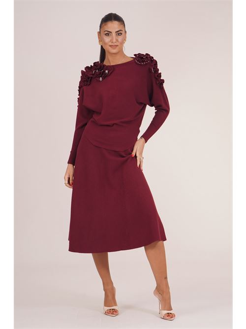 Maglia in viscosa elastica GM by Gai Mattiolo | GM4315BURGUNDY/GRIGIO
